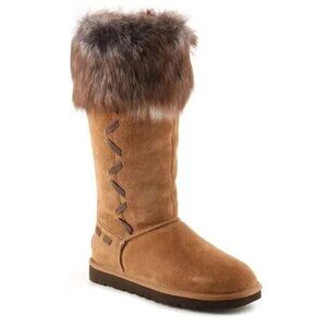 UGG Rosana Womens Winter Tall Boots Brown Faux Fur Lined Sz 6/37